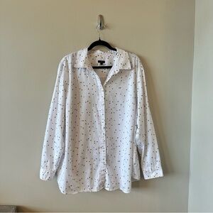 Talbots-White Button Down With Gold Mini Stars (Size:2X)
